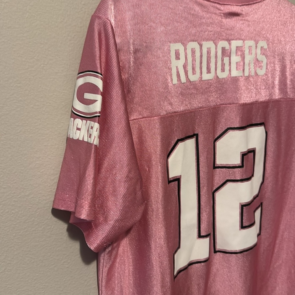 NFL Players Jersey Pink Aaron Rogers Packers Women’s Large #12 Sports Football - Picture 4 of 13